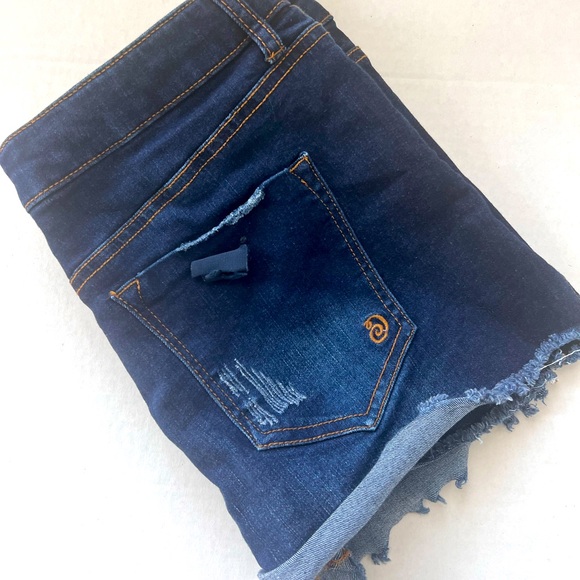 Indigo Dark Denim Button Up Shorts Size Jr. 15 - Picture 6 of 7